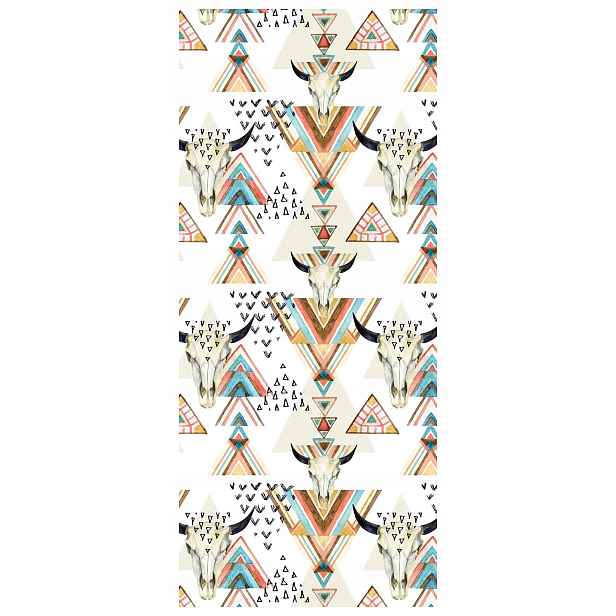 Fototapeta flizelina Lebka býka geometrie boho akvarel etno 91x211 lepidlo