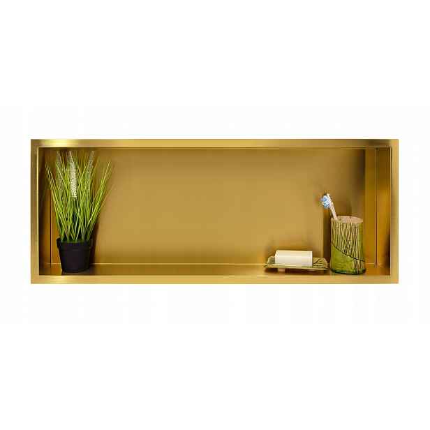 Koupelnová Polička 90x30x7 cm Zlatá Nerezová Wall-box One Balneo