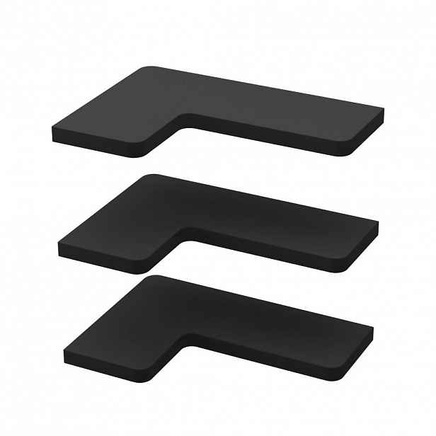 Vicco ROHOVÁ POLICE Curva Černá 40.5 x 2.5 cm Sada 3 kusů