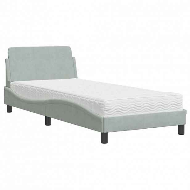 vidaXL Postel s matrací Dover světle šedá 80 x 200 cm samet