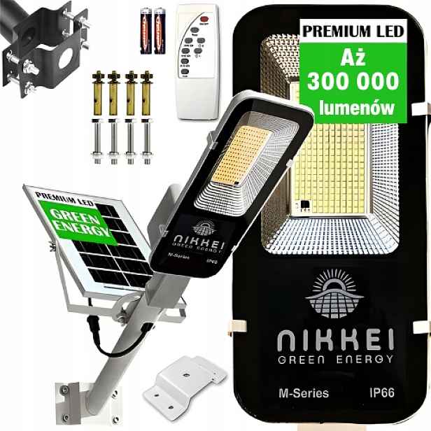 Solární Lampa Led Výkonná Nikkei 1600W senzorem Pohybu Soumraku Pouliční