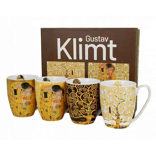 4 x Porcelánový Hrnek 350 ml Gustav Klimt Obal na Dárek ozdobné balení