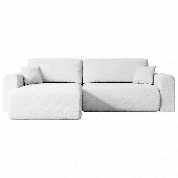 ALTDECOR ROHOVÁ SEDACÍ SOUPRAVA s funkcí lůžka a úložným prostorem ORRO-L – 272 × 145 × 83 cm, bílá buklé