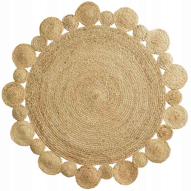 Koberec Kulatý jutový Velký Pletený Boho 120 cm