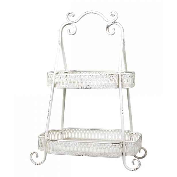 Krémový antik kovový 2-patrový etažér Edgio - 38*25*54 cm Chic Antique