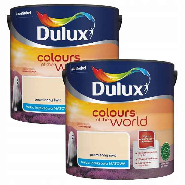 Set Dulux Barvy Světa 2x2,5L Barva Latexová Emulze Zářivý Úsvit 5L