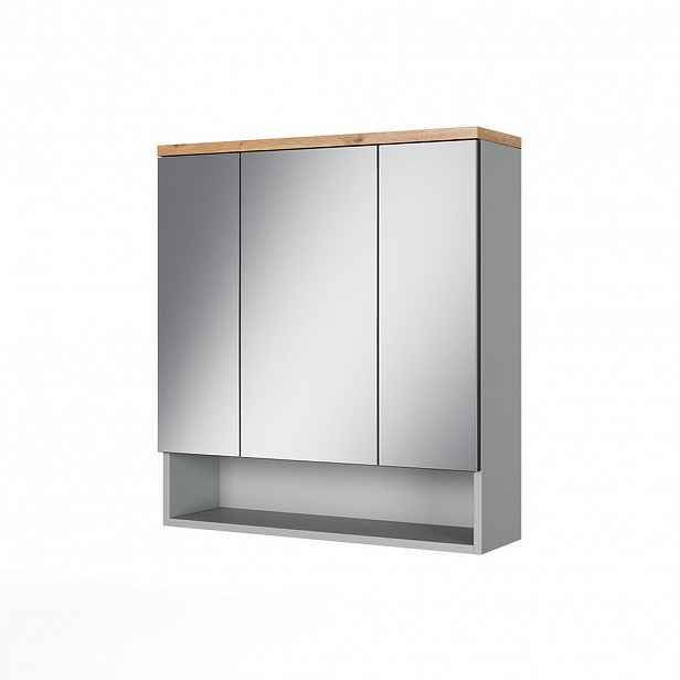Vicco KOUPELNOVÁ ZRCADLOVÁ SKŘÍŇKA Eden Šedá 70 x 77.5 cm se 3 zrcadlovými dvířky