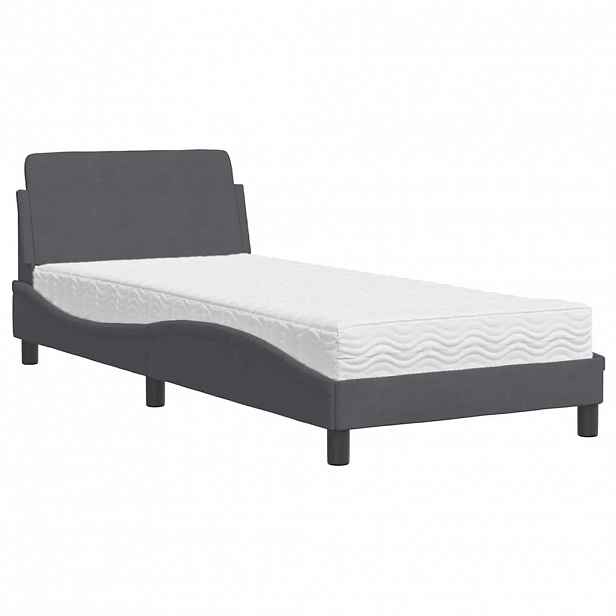 vidaXL Postel s matrací Dover tmavě šedá 80 x 200 cm samet