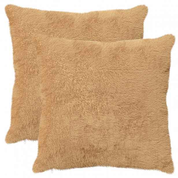 vidaXL Povlak na polštář 2 ks HEERLEN Taupe 65 x 65 cm Umělá králičí
