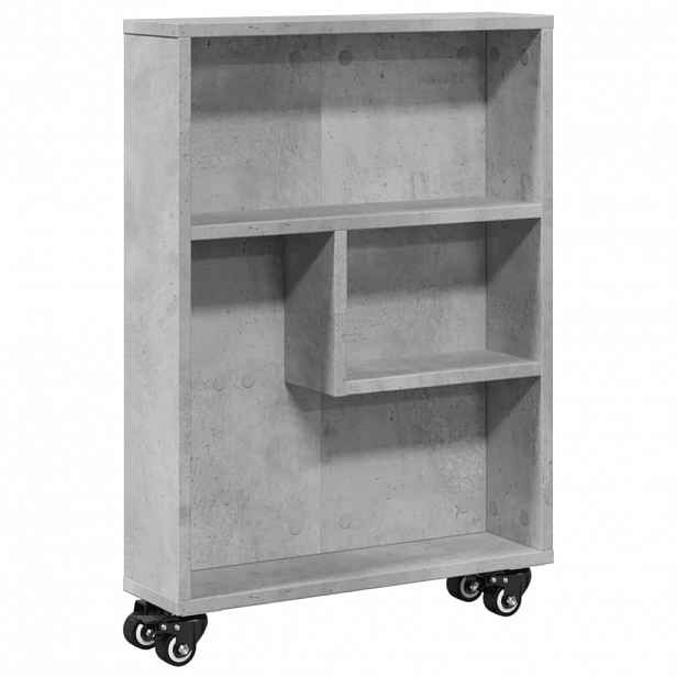vidaXL Úzký úložný vozík betonově šedý 48x13x68 cm kompozitní dřevo