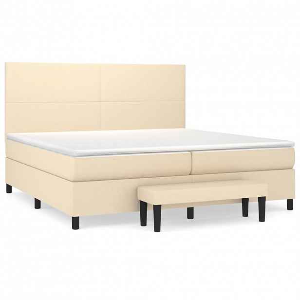 vidaXL Box spring postel s matrací krémová 200x200 cm textil