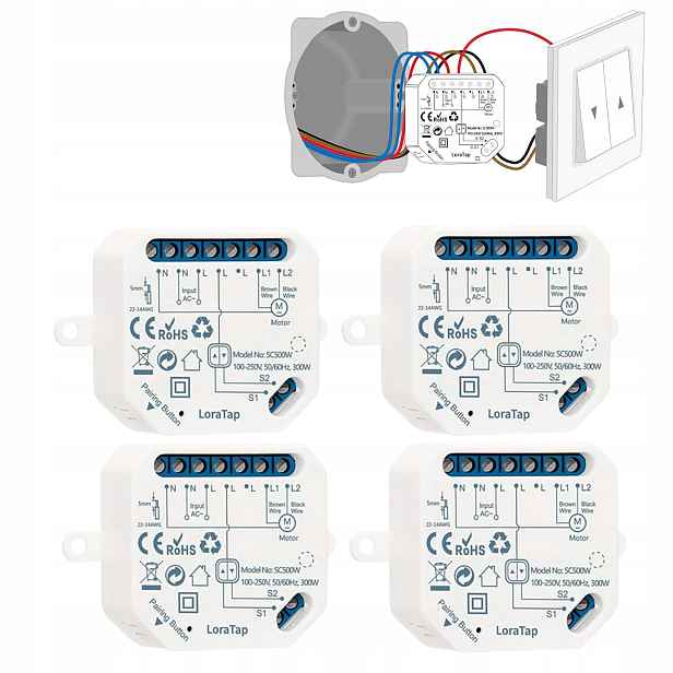 4ks Reléový modul pro elektrické rolety s Wifi a vypínačem