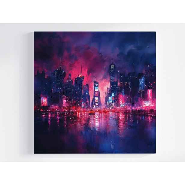 Obraz Na Plátně Plátno Nový York Město Ulice Auta Noc Světla 50x50