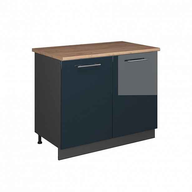 Vicco SKŘÍŇKA POD DŘEZ Fame-Line, Tmavě modrá s vysokým leskem/Antracit, 100 cm, PD Dub
