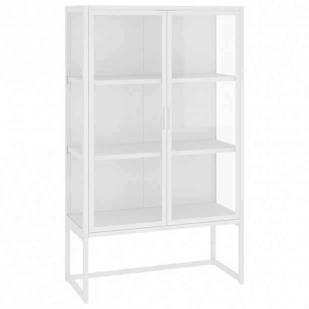 vidaXL Komoda bílá 80 x 35 x 135 cm ocel a tvrzené sklo