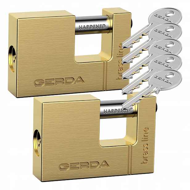 Visací zámky Gerda Brass Line Kmt T7510A 2 ks, mosazné, třmenové