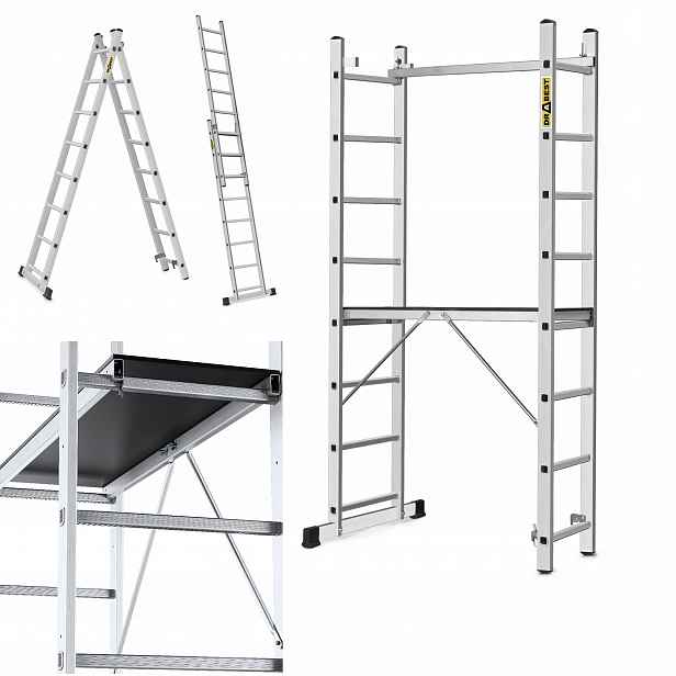 Žebříkové hliníkové lešení plošina 2x8 Drabest Home 150 kg