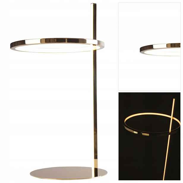 Žlutá zlatá stolní lampa Lozanna s jemným světlem v pracovně MaxLight