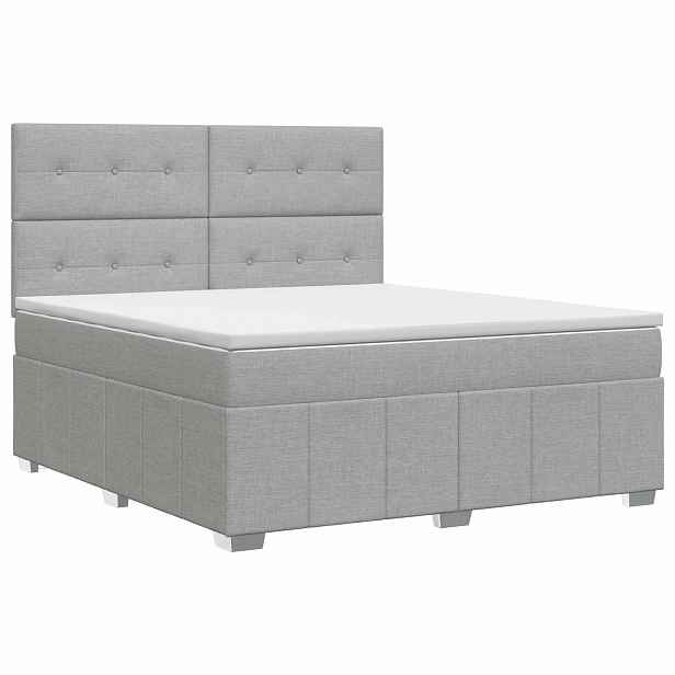 vidaXL Postel boxspring s matrací Světle šedá 180 x 200 cm Textil