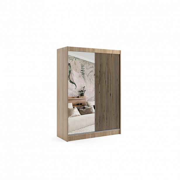 ALTDECOR ŠATNÍ SKŘÍŇ VILAN s zrcadlem – 150 cm – Sonoma dub | dub wotan