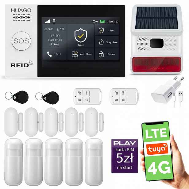 Bezdrátový alarm WiFi Gsm 4G, Tuya, sada alarmu Huxgo HXA007 R5D5