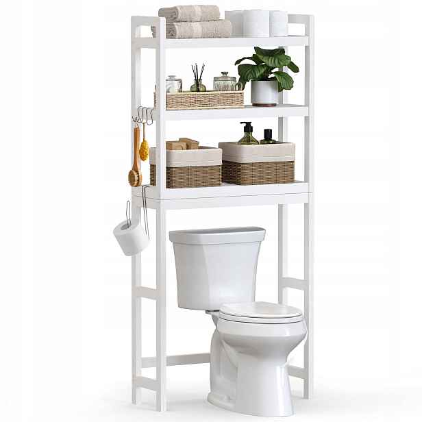 Koupelnový regál Songmics bílý 26 x 63 x 170 cm