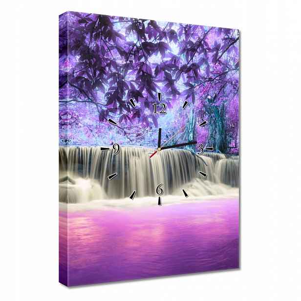 Nástěnné hodiny 40x60 Fialový vodopád