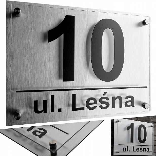 XXL Velká Nerezová adresní tabulka s číslem domu budovy 60x40 plexisklo