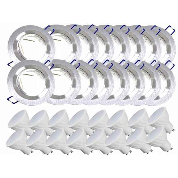 16 x Hliníková Lampa Objímka Inox Ocel Kartáčovaná 3W Led Žárovky