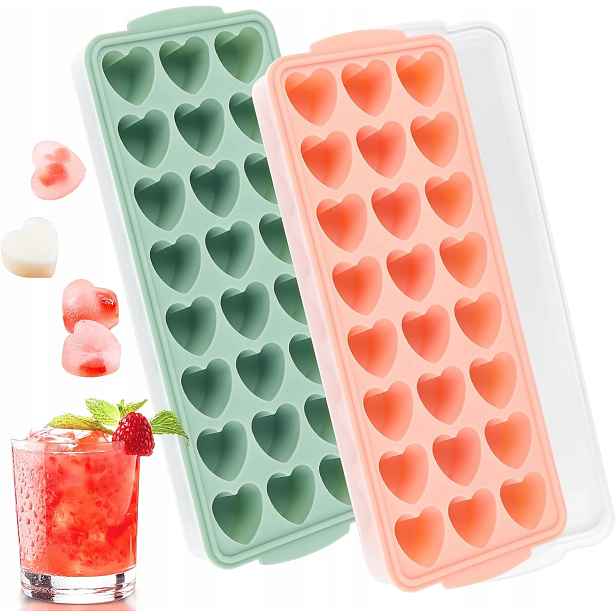 Formička na led, 2 kusy, tvar srdce, 24 přihrádek, silikonová