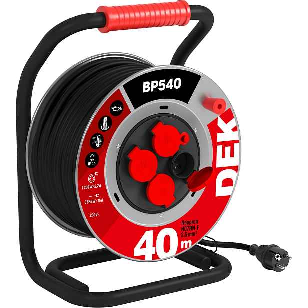 Kabel prodlužovací neoprenový na bubnu DEK BP540 40 m 2,5 mm2 IP 44
