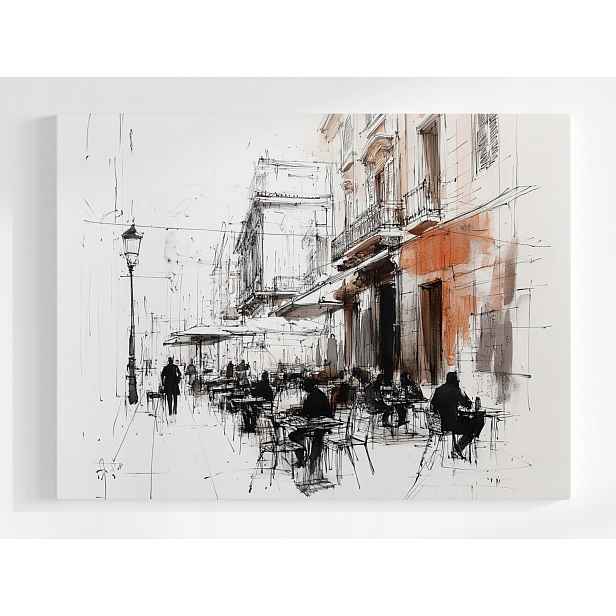 Plakát Kresba Skica Město Ulice Kavárna Urban 100x75