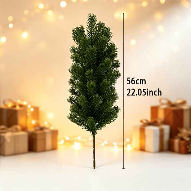 TEMU 56cm Prémiové umělé vánoční borové větve, věrohodné umělé stálezelené stonky, realistické zelené větvičky pro vánoční stromeček, výplň do vázy,