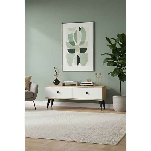 TV stolek Mona 120 - Sapphire Oak, White