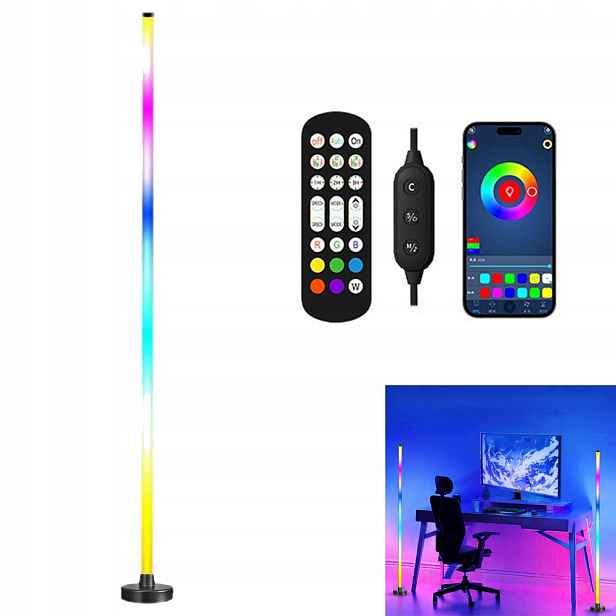 Led podlahová lampa rohová Aplikace 120CM Stojící Rgb Cct dálkový ovladač