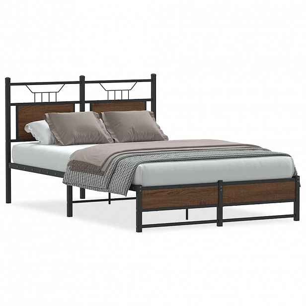 vidaXL Rám postele bez matrace hnědý dub 120 x 200 cm kompozitní dřevo