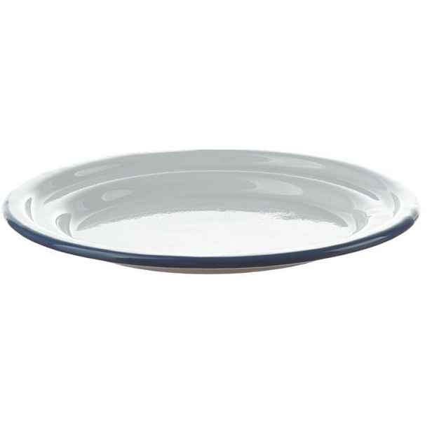 Bílý smaltovaný dezertní talířek s modrou linkou White blue - Ø 18cm  Münder Email