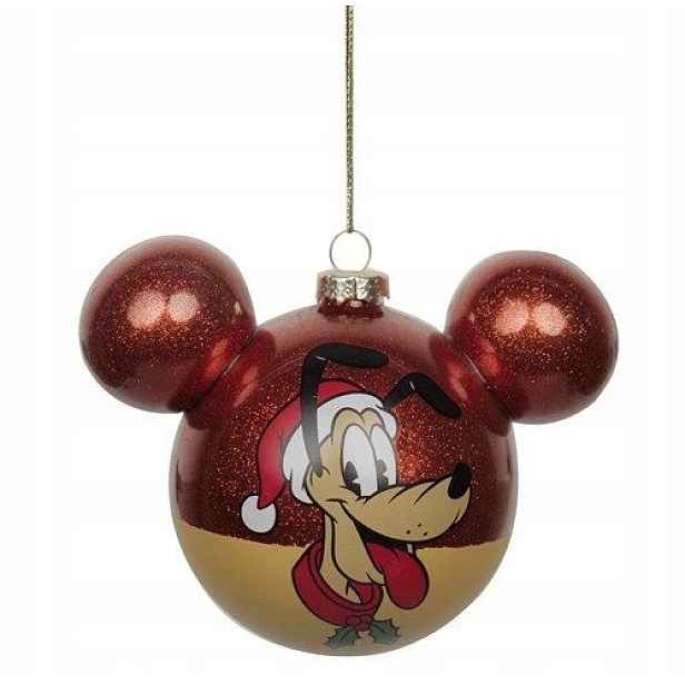 Disney Vánoční koule ve tvaru hlavy Mickeyho, Pluto, sklo, 14 cm