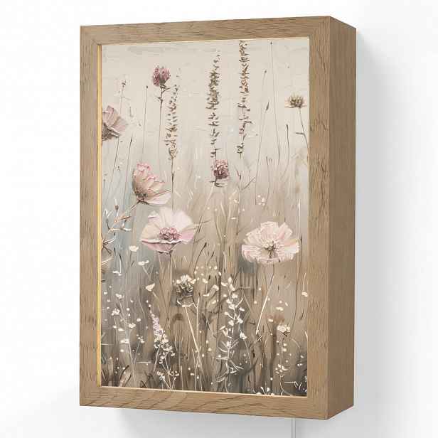 OnlyWow NÁSTĚNNÁ LAMPA Květiny - růžová - moderní - béžová 20x30 cm