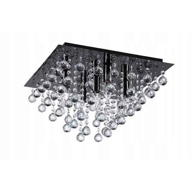 Stropní svítidlo glamour černá s krystaly čtvercová 42 cm Reality