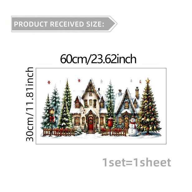TEMU 1 ks 2D samolepka s plochým vzorem, vánoční dekorace, statická fólie, okenní nálepka, skleněná nástěnná , okenní samolepka, vánoční sněhová