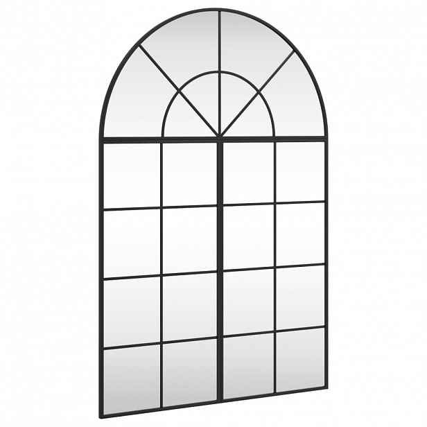 vidaXL Nástěnné zrcadlo černé 80 x 120 cm oblouk železo