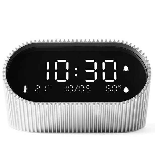 Budík Lexon Ray Clock, hliníkový, teplota/vlhkost