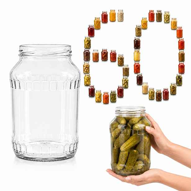 Sklenice 1500 ml 1.5 l 60 ks na okurky, siláž, zelí, zavařeniny fi 82