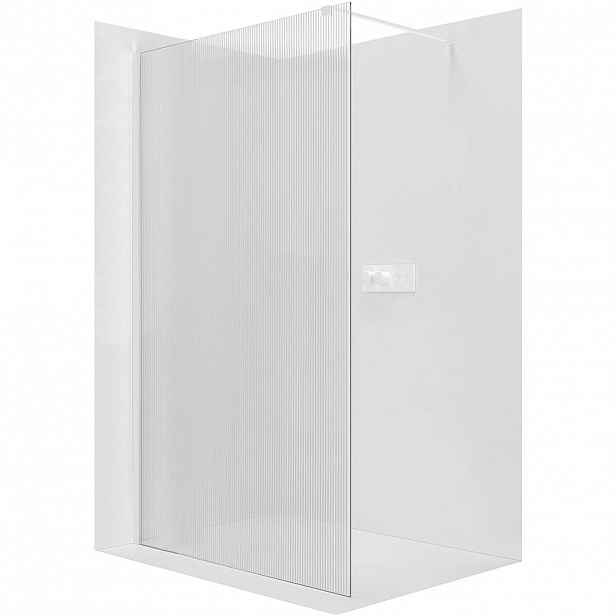 Sprchová zástěna Walk-in Onyx Cube L/P - 8 mm - hranatá vzpěra - bílá matná, rýhované sklo - 120x200 cm