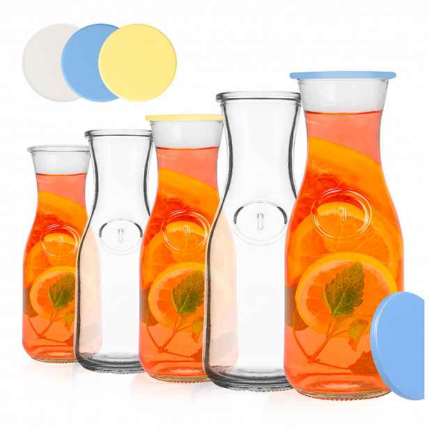 TEMU Karafy na vodu 500 Ml 0.5 L Skleněné karafy na likéry, víno, vodu, džus, nápoje, limonádu - Stylový, klasický design z tlustého skla - Ideální