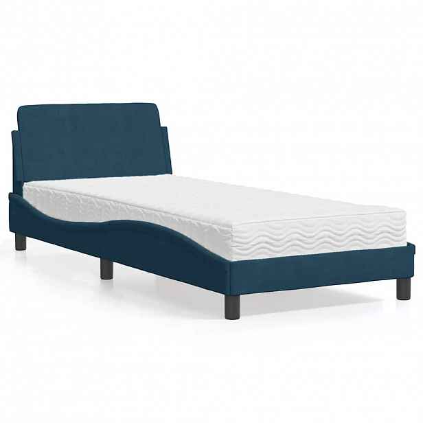 vidaXL Postel s matrací Dover modrá 80 x 200 cm samet
