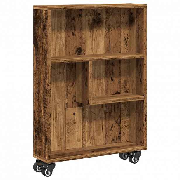 vidaXL Úzký úložný vozík old wood 48 x 13 x 68 cm kompozitní dřevo
