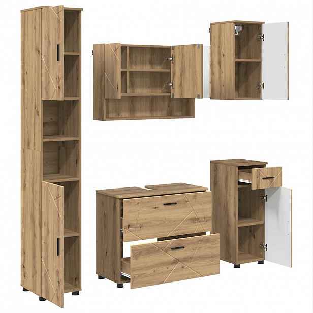 vidaXL Sada koupelnového nábytku 5 ks Artisanový dub 35 x 30 x 192 cm