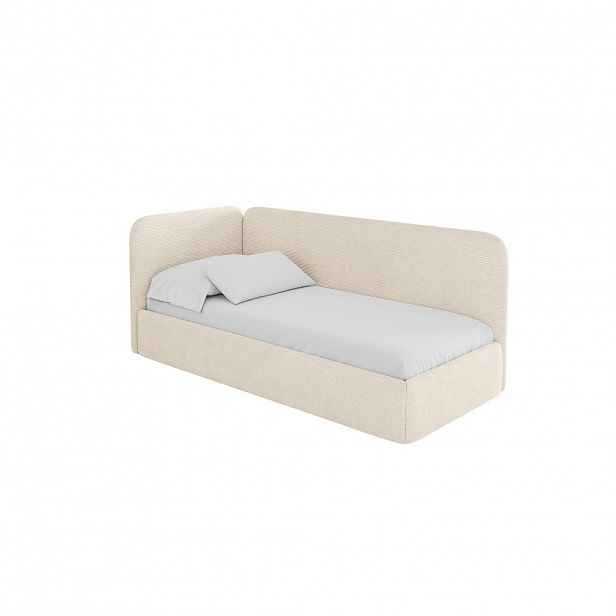 ALTDECOR JEDNOLŮŽKOVÁ POSTEL pro mládež s úložným prostorem a matrací H3/H4, vpravo - ELSY 80x200 béžová